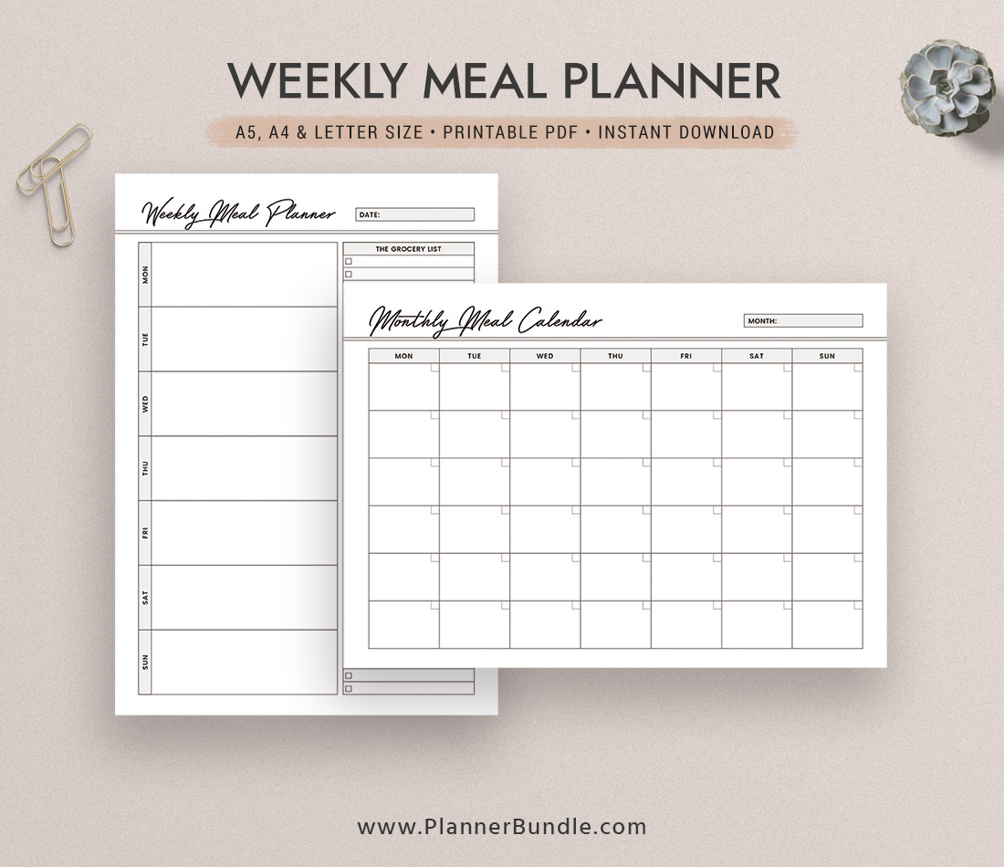  A5 Size Planner Recipe Inserts, A5 Size Meal Planning