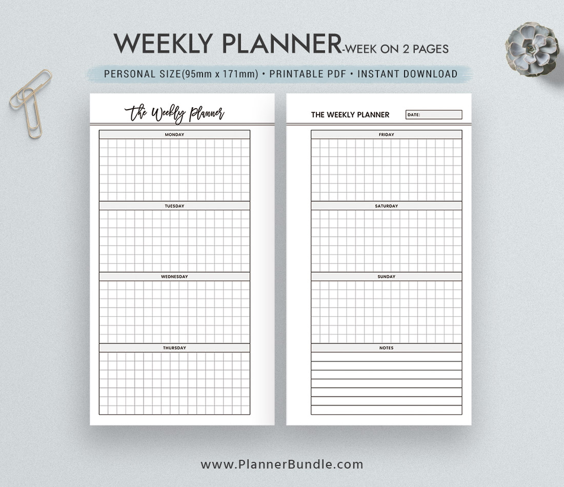 Printable Weekly Planner, Week On 2 Pages, Personal Size Inserts, Planner  Refill, Planner Pages, Planner Design, Best Planner, Instant Download –